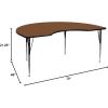 Flash Furniture Wren 48”W x 72”L Kidney Grey HP Laminate Activity Table – Standard Height Adjustable Legs(Oak)