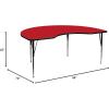 Flash Furniture Wren 48”W x 72”L Kidney Grey HP Laminate Activity Table – Standard Height Adjustable Legs(Red)