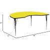 Flash Furniture Wren 48”W x 72”L Kidney Grey HP Laminate Activity Table – Standard Height Adjustable Legs(Yellow)