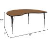 Flash Furniture Wren 48”W x 72”L Kidney Oak Thermal Laminate Activity Table – Standard Height Adjustable Legs(Oak)