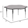 Flash Furniture Wren 60” Flower Oak Thermal Laminate Activity Table – Standard Height Adjustable Legs(Grey)