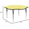 Flash Furniture Wren 60” Flower Oak Thermal Laminate Activity Table – Standard Height Adjustable Legs(Yellow)