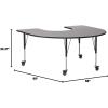 Flash Furniture Wren Mobile 60”W x 66”L Horseshoe Oak Thermal Laminate Activity Table – Standard Height Adjustable Legs(Grey)