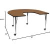 Flash Furniture Wren Mobile 60”W x 66”L Horseshoe Oak Thermal Laminate Activity Table – Standard Height Adjustable Legs(Oak)