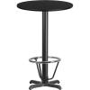 Flash Furniture 24” Round Natural Laminate Table Top with 22” x 22” Bar Height Table Base and Foot Ring(Black)