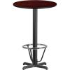 Flash Furniture 24” Round Natural Laminate Table Top with 22” x 22” Bar Height Table Base and Foot Ring(Mahogany)