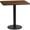 Flash Furniture 24” x 30” Rectangular Black Laminate Table Top with 18” Round Table Height Base(Walnut)