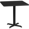 Flash Furniture 30” Square Mahogany Laminate Table Top with 22” x 22” Table Height Base(Black)