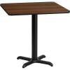 Flash Furniture 30” Square Mahogany Laminate Table Top with 22” x 22” Table Height Base(Walnut)