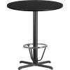 Flash Furniture 36” Round Black Laminate Table Top with 30” x 30” Bar Height Table Base and Foot Ring(Black)