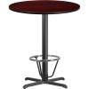 Flash Furniture 36” Round Black Laminate Table Top with 30” x 30” Bar Height Table Base and Foot Ring(Mahogany)