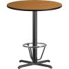 Flash Furniture 36” Round Black Laminate Table Top with 30” x 30” Bar Height Table Base and Foot Ring(Natural)