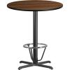 Flash Furniture 36” Round Black Laminate Table Top with 30” x 30” Bar Height Table Base and Foot Ring(Walnut)