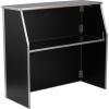 Flash Furniture 4′ Folding Portable Event Bar with Top and Middle Shelves, Mobile Laminate Foldable Bar for Parties and Events, White(Black)