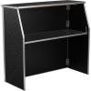 Flash Furniture 4′ Folding Portable Event Bar with Top and Middle Shelves, Mobile Laminate Foldable Bar for Parties and Events, White(Black Marble)