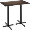 Flash Furniture Acadia 48″ x 30″ Indoor Gray Faux Concrete Tabletop with Dual 22″ x 30″ Black Bar Height Crisscross Bases, Seamless TopGuard HPL Top and Edge(Dark Brown/Black Base)