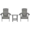 Flash Furniture Charlestown Commercial 2 Chair and Side Table Adirondack Set – Gray Poly Resin – Weather Resistant