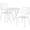 Flash Furniture Commercial Grade 30″ Round Black Indoor-Outdoor Steel Folding Patio Table Set with 2 Square Back Chairs(White)