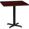 Flash Furniture Graniss 24” Square Walnut Laminate Table Top with 22” x 22” Table Height Base(Mahogany)
