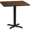 Flash Furniture Graniss 24” Square Walnut Laminate Table Top with 22” x 22” Table Height Base(Walnut)