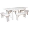 Flash Furniture HERCULES Series 7′ x 40” Antique Rustic Folding Farm Table and Four Bench Set(Antique Rustic White)