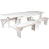 Flash Furniture HERCULES Series 8′ x 40” Antique Rustic Folding Farm Table and Four 40.25″L Bench Set(Antique Rustic White)
