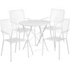 Flash Furniture Oia Commercial Grade 30″ Round Black Indoor-Outdoor Steel Folding Patio Table Set with 4 Square Back Chairs(White)
