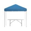 Flash Furniture Otis 8’x8′ Blue Pop Up Event Canopy Tent with Carry Bag and 6-Foot Bi-Fold Folding Table with Carrying Handle – Tailgate Tent Set(Blue)