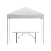 Flash Furniture Otis 8’x8′ Blue Pop Up Event Canopy Tent with Carry Bag and 6-Foot Bi-Fold Folding Table with Carrying Handle – Tailgate Tent Set(White)