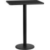 Flash Furniture Stiles 24” x 30” Rectangular Black Laminate Table Top with 18” Round Bar Height Table Base(Black)