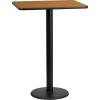 Flash Furniture Stiles 24” x 30” Rectangular Black Laminate Table Top with 18” Round Bar Height Table Base(Natural)