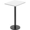 Flash Furniture Stiles 24” x 30” Rectangular Black Laminate Table Top with 18” Round Bar Height Table Base(White)