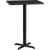 Flash Furniture Stiles 24” x 30” Rectangular Black Laminate Table Top with 22” x 22” Bar Height Table Base(Black)