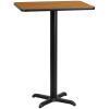 Flash Furniture Stiles 24” x 30” Rectangular Black Laminate Table Top with 22” x 22” Bar Height Table Base(Natural)