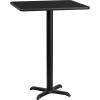 Flash Furniture Stiles 30” Square Black Laminate Table Top with 22” x 22” Bar Height Table Base(Black)