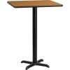 Flash Furniture Stiles 30” Square Black Laminate Table Top with 22” x 22” Bar Height Table Base(Natural)