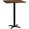 Flash Furniture Stiles 30” Square Black Laminate Table Top with 22” x 22” Bar Height Table Base(Walnut)