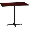 Flash Furniture Stiles 30” x 48” Rectangular Black Laminate Table Top with 23.5” x 29.5” Bar Height Table Base(Mahogany)