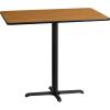 Flash Furniture Stiles 30” x 48” Rectangular Black Laminate Table Top with 23.5” x 29.5” Bar Height Table Base(Natural)