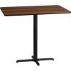 Flash Furniture Stiles 30” x 48” Rectangular Black Laminate Table Top with 23.5” x 29.5” Bar Height Table Base(Walnut)