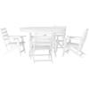 Flash Furniture Tolleson Indoor-Outdoor Adirondack Dining Set, Commercial Grade Recycled HDPE, 48″ Round Dining Table and 4 Chairs with Cupholders, 5 PC, White(White)