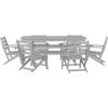 Flash Furniture Tolleson Indoor-Outdoor Adirondack Dining Set, Commercial Grade Recycled HDPE, 72″ Rectangle Dining Table and 6 Chairs with Cupholders, 7 PC, Gray(Grey)