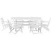 Flash Furniture Tolleson Indoor-Outdoor Adirondack Dining Set, Commercial Grade Recycled HDPE, 72″ Rectangle Dining Table and 6 Chairs with Cupholders, 7 PC, Gray(White)