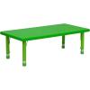 Flash Furniture Wren 24″W x 48″L Rectangular Natural Plastic Height Adjustable Activity Table(Green)