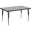 Flash Furniture Wren 30″W x 48″L Rectangular Oak Thermal Laminate Activity Table – Height Adjustable Short Legs(Grey)