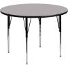 Flash Furniture Wren 42” Round Oak Thermal Laminate Activity Table – Standard Height Adjustable Legs(Grey)