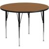 Flash Furniture Wren 42” Round Oak Thermal Laminate Activity Table – Standard Height Adjustable Legs(Oak)