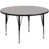 Flash Furniture Wren 48” Round Grey HP Laminate Activity Table – Height Adjustable Short Legs(Grey)