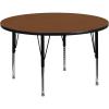 Flash Furniture Wren 48” Round Grey HP Laminate Activity Table – Height Adjustable Short Legs(Oak)