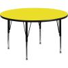Flash Furniture Wren 48” Round Grey HP Laminate Activity Table – Height Adjustable Short Legs(Yellow)